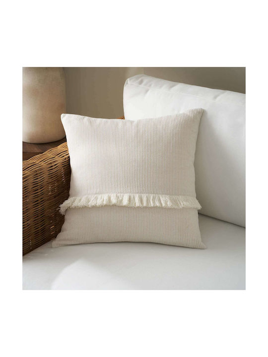 Gofis Home Decorative Pillow Case Off from 100% Cotton Off White 50x50cm