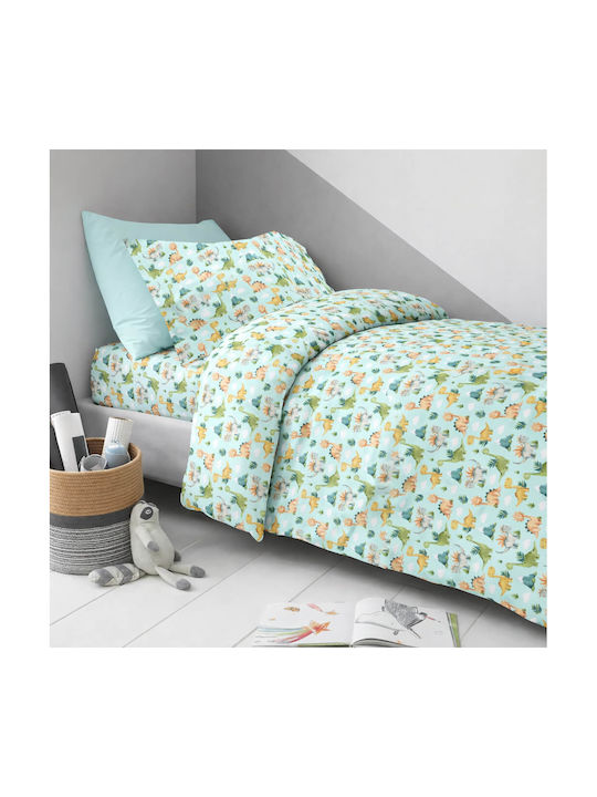 Astron Italy Single Cotton Sheets Set Jurassic Green 175x260cm 3 Pieces