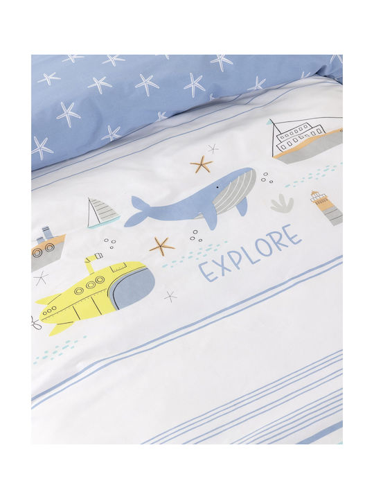 Nima Σετ Σεντόνια Μονά Βαμβακερά Μπλε 170x255cm 3τμχ