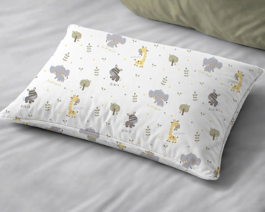 Dimcol Set Kinderbettlaken Baumwollfarben Happy Safari 713 Weiß-Grau 160x240cm 2 Stück