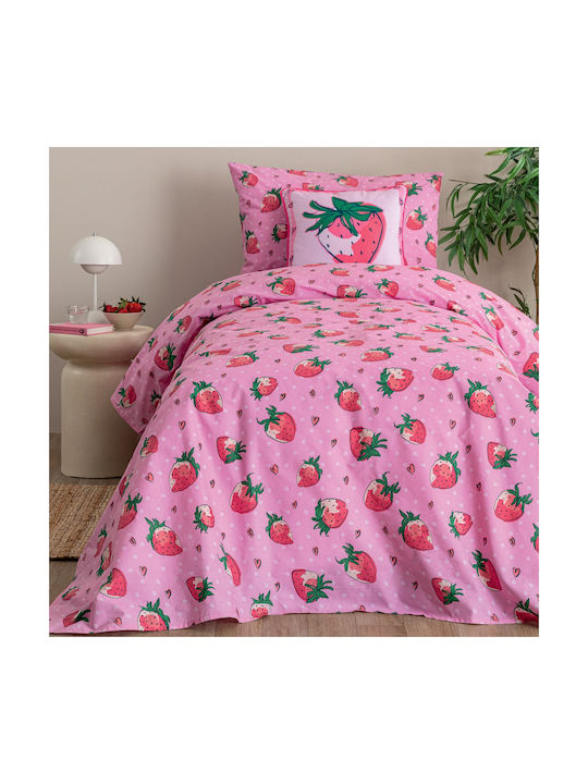 Palamaiki Σετ Σεντόνια Μονά Βαμβακερά Mk776 Ροζ 170x260cm 3τμχ