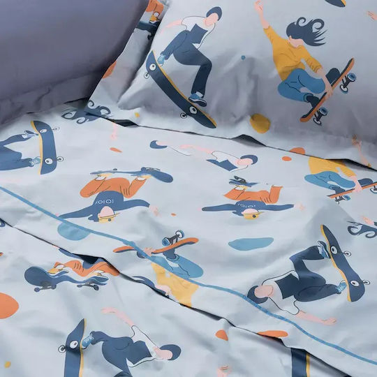 Das Home Kids Sheets Set Single Cotton 4985 Grey 170x260cm 4 Pieces