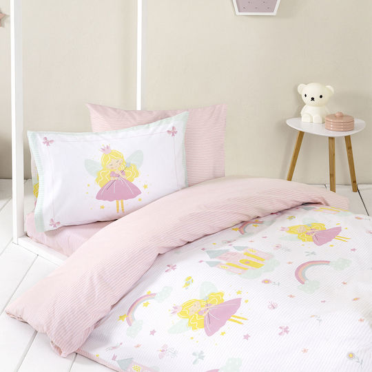 Nima Сет Полудвойни Памучни Спални Комплекти Fairy Розови 190x255см 3 Бройки