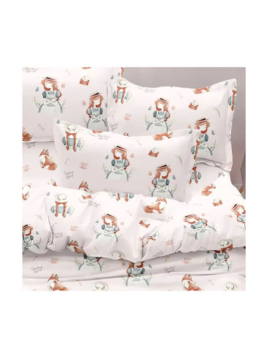 Borea Σετ Σεντόνια Μονά Βαμβακερά Anne Ροζ 160x250cm 3τμχ