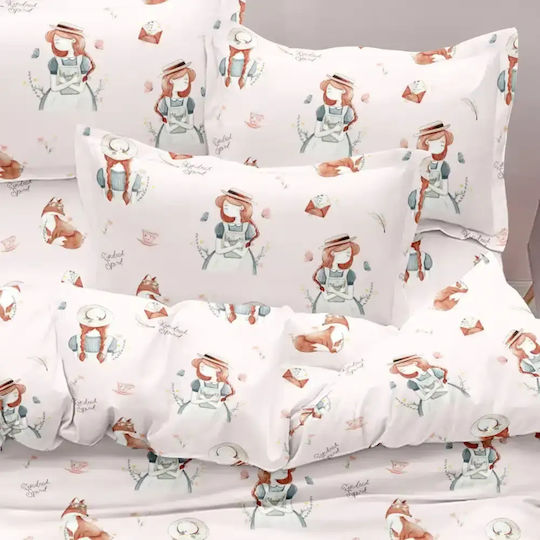 Borea Σετ Σεντόνια Μονά Βαμβακερά Anne Ροζ 160x250cm 3τμχ