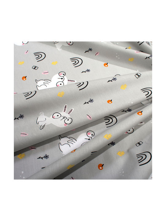 Dimcol Single Cotton Sheet Set Rabbit Garden 586 Grey 160x240cm 2 Pieces
