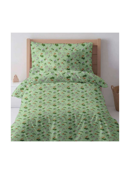 Astron Italy Set Kids Sheets Cotton Forest Safari Green 175x260cm 3 Pieces