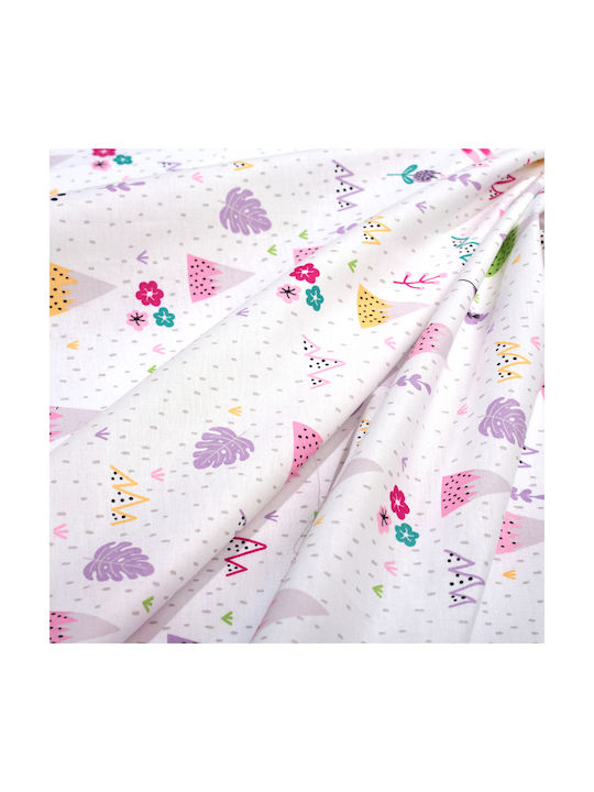 Dimcol Single Cotton Sheet Set Whimsical Mountainside 587 White-pastel Lilac 160x240cm 3pcs