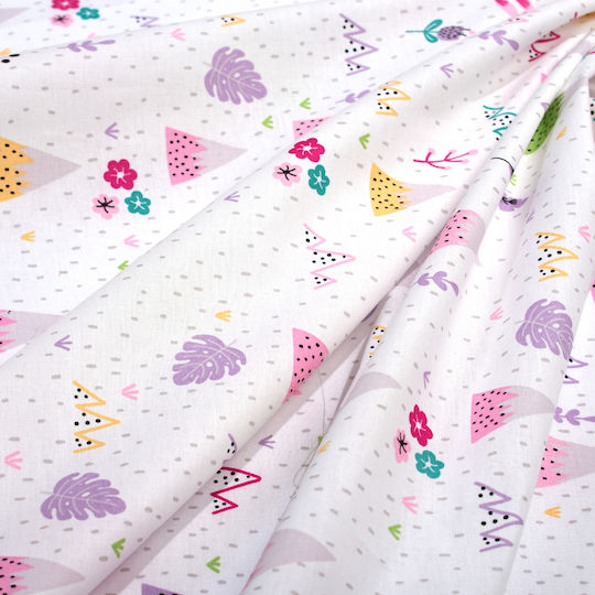 Dimcol Single Cotton Sheet Set Whimsical Mountainside 587 White-pastel Lilac 160x240cm 3pcs
