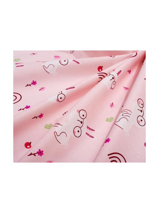 Dimcol Single Cotton Sheet Set Rabbit Garden 585 Pink 160x240cm 3pcs