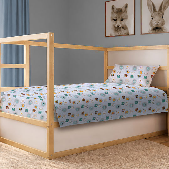 Dimcol Set Kinderbettlaken Baumwoll Mehrfarbig Big Cats 28 Hell Aqua 160x240cm 3 Stück