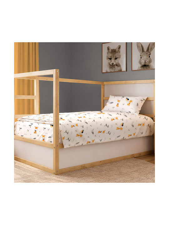 Dimcol Single Cotton Sheet Set Giraffe 599 White-orange 160x240cm 2pcs