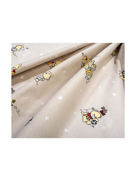 Dimcol Single Cotton Sheet Set Bear's Playtime 592 Beige 160x240cm 2pcs
