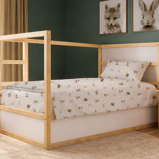 Dimcol Kinderbettlaken Set Baumwollbeige Bear's Playtime 592 160x240cm 2 Stück