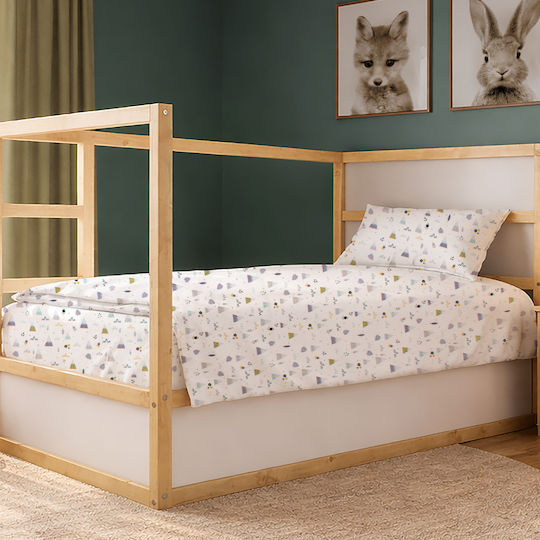Dimcol Set Cearceafuri Single Din Bumbac Whimsical Mountainside 588 Alb-gri 160x240cm 2 bucăți