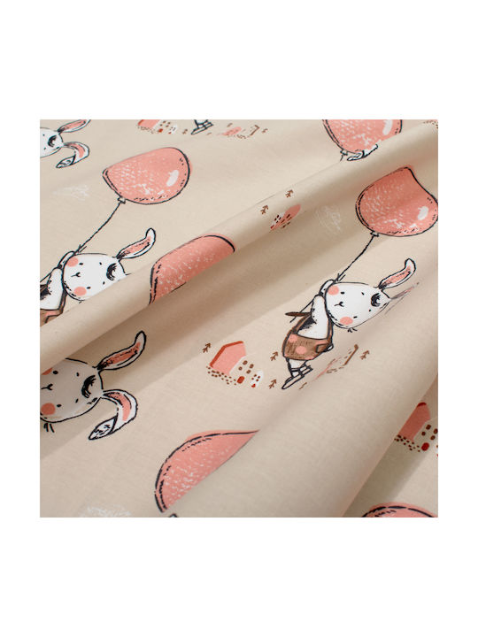 Dimcol Single Cotton Sheet Set Floating Bunny 714 Beige-salmon 160x240cm 3pcs