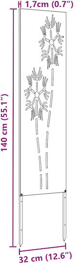 vidaXL Silver Garden Decoration made of Stainless Steel 32x1.7x140cm