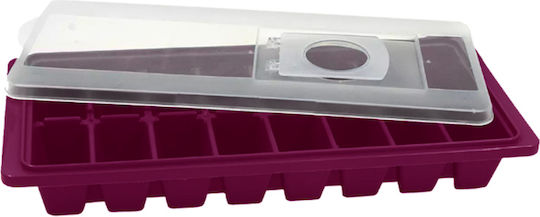 Sidirela Ice Tray Cube Plastic 16 Slots with Lid Gray Ε-0146-1