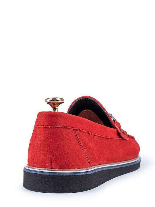 Leder Herren Mokassins in Roter Farbe
