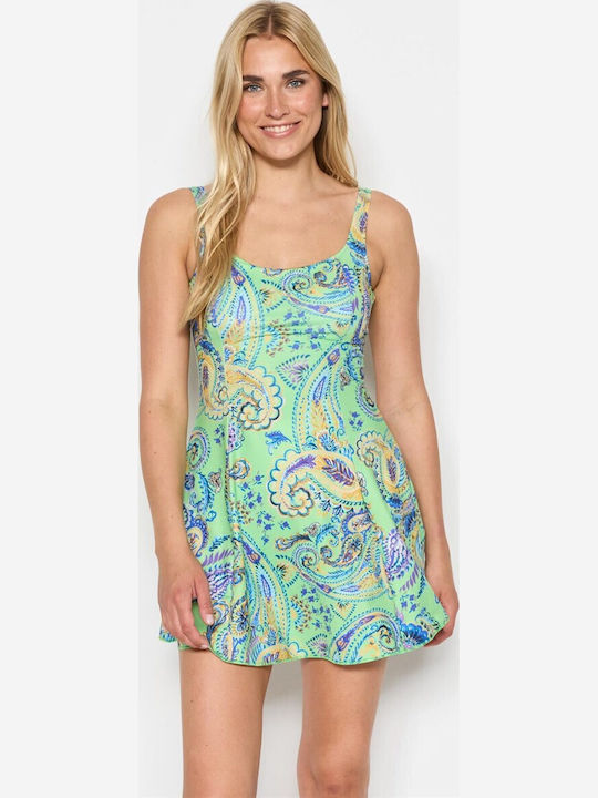 Tankini Swimsuit Green-Blue