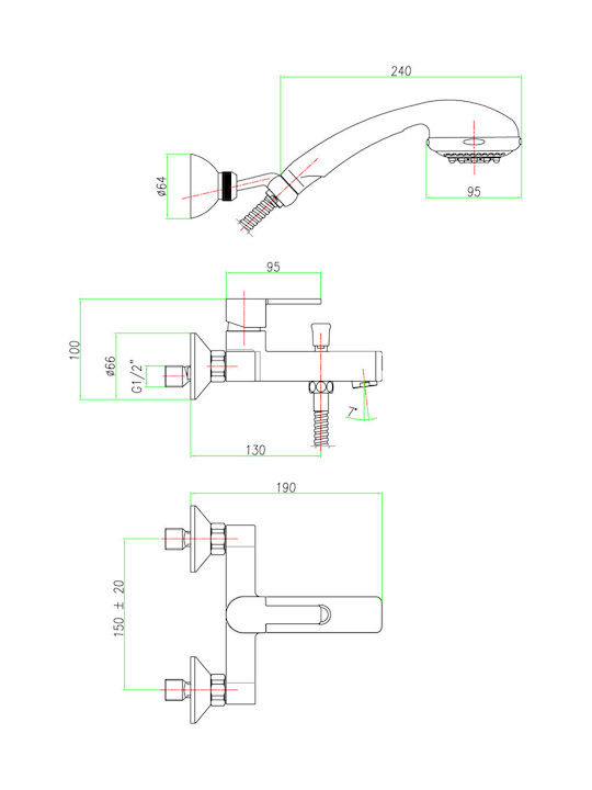 Fiore Kalos Mischbatterie Bad / Duscharmaturen Komplettes Set