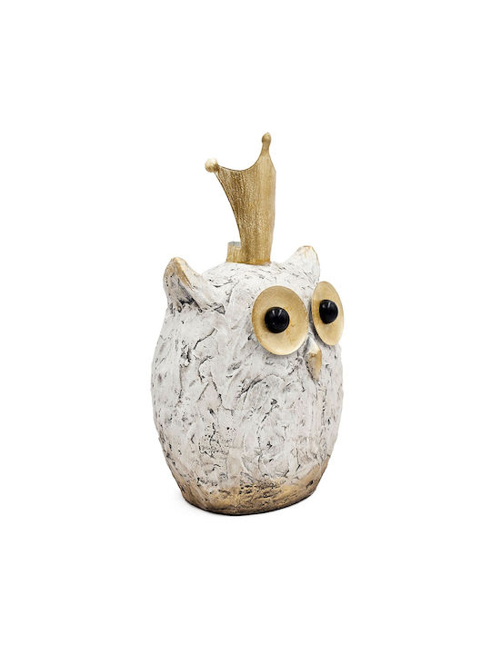 Artekko Animal Decorative Owl Magnesium White Patina 26.5x21x44.5 Cm