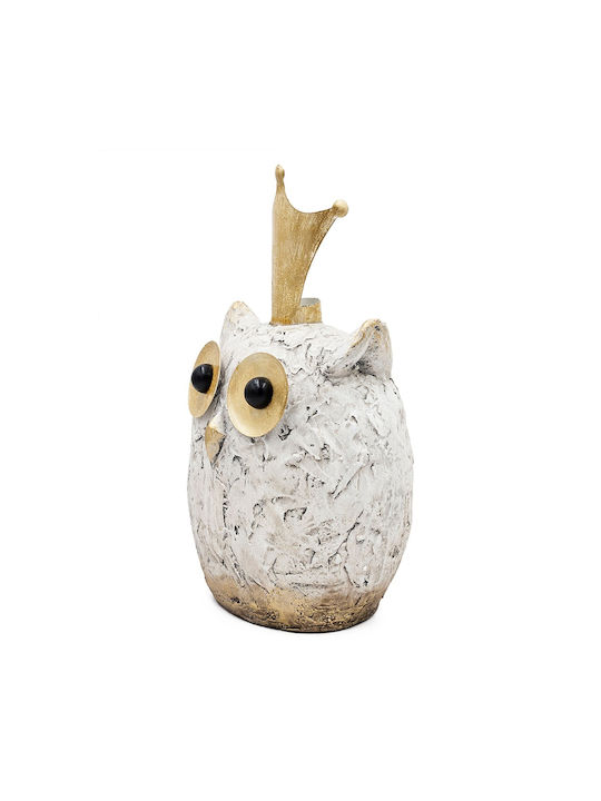 Artekko Animal Decorative Owl Magnesium White Patina 26.5x21x44.5 Cm