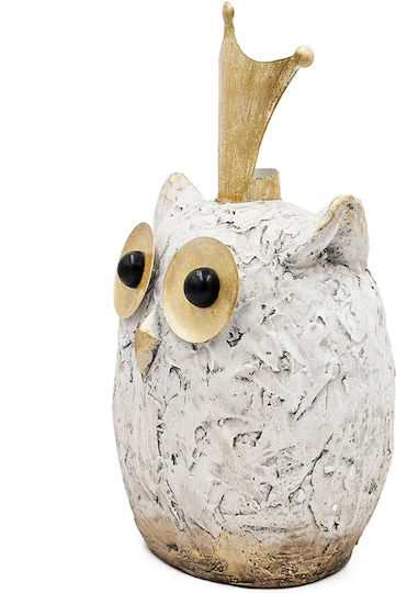 Artekko Animal Decorative Owl Magnesium White Patina 26.5x21x44.5 Cm