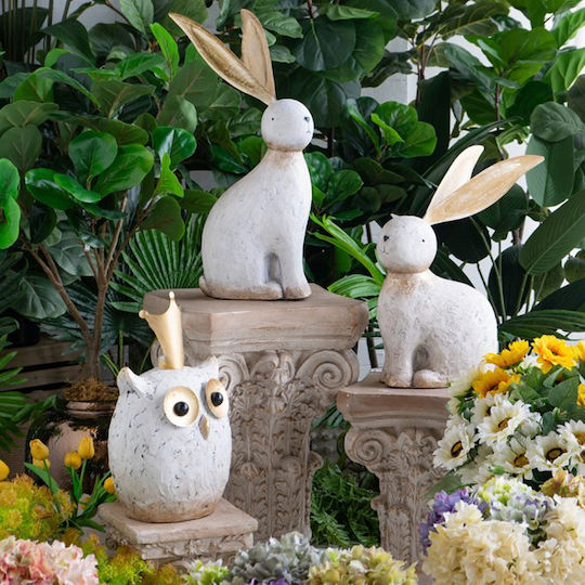 Artekko Animal Decorative Owl Magnesium White Patina 26.5x21x44.5 Cm
