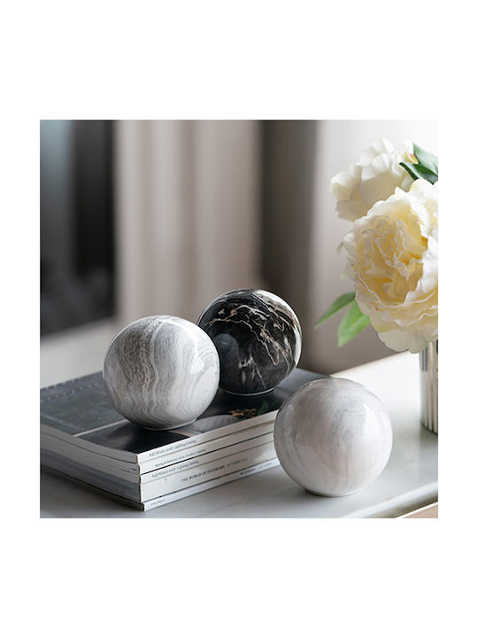 Artekko Marbleized Διακοσμητικές Κεραμικές Σφαίρες Γκρι Αποχρώσεις 10x10x9.5 Cm 3pcs