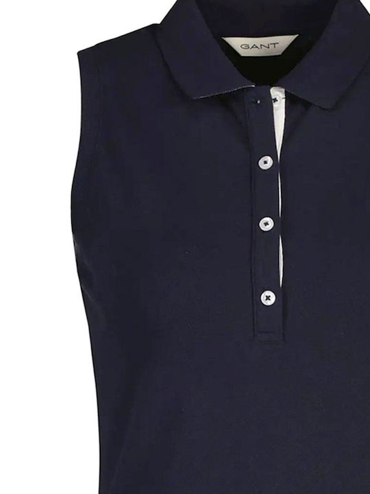 Women's Sleeveless Blue Polo Blouse