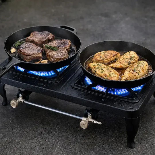 Foker Q.P. 243-0002-SN Countertop Burner Flüssiggas Double Schwarz