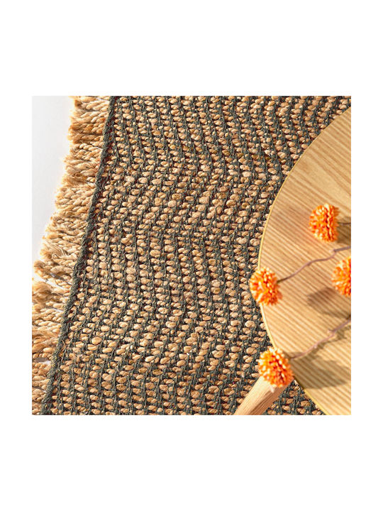 Guy Laroche Zigk Zagk Rectangular Jute Rug Olive 140x200cm