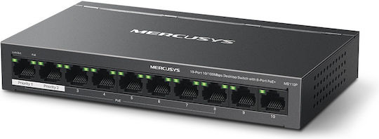Mercusys MS110P v1 L2 PoE+ Switch με 10 Θύρες Gigabit (1Gbps) Ethernet