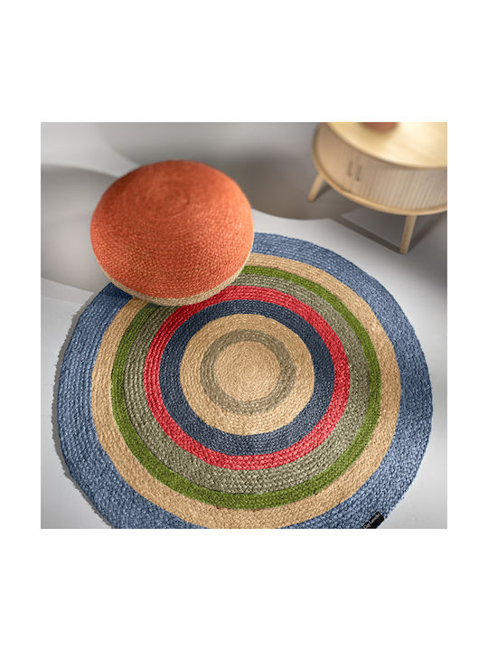 Guy Laroche Vanity Wohnzimmer Teppich Rund aus Jute Mehrfarbig Φ110cm