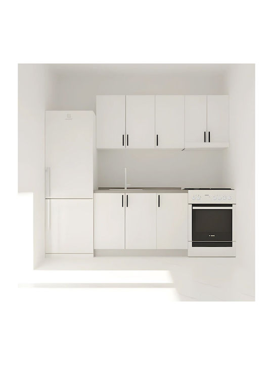 Modest Set Dulapuri de Bucătărie Suspendate și de Pardoseală Albe 110x32cm