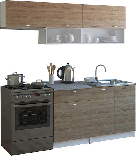 Комплект Кухненски Шкафове Висящи и Подови с плот за работа Sonama / White 460x29.2x200бр Комплект Кухненски Шкафове Висящи и Подови с плот за работа Sonama / White 460x29.2x200бр