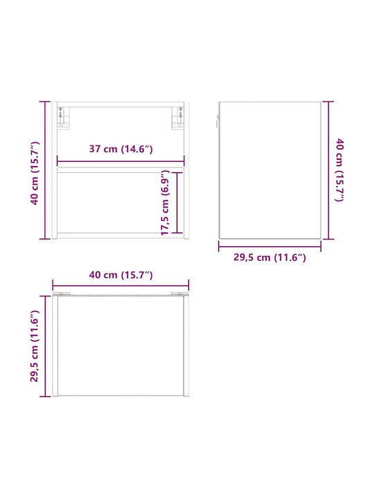 Wall Kitchen Cabinet with Grey Countertop 40x29.5x40cm