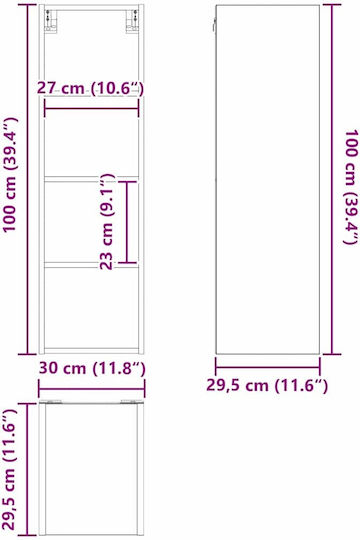 Wandküchenschrank mit Arbeitsplatte Grau 30x29,5x100cm