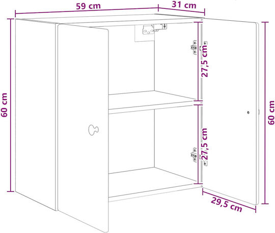 Dulap Suspendat Gri 59x31x60 cm