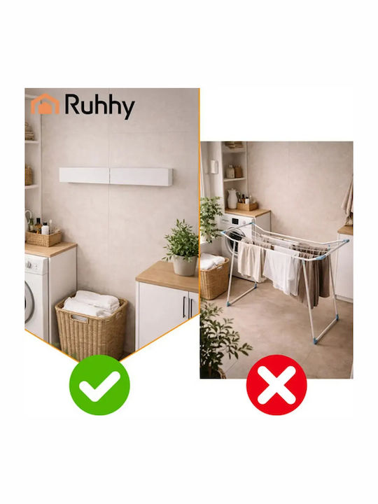 Ruhhy Folding Wall Mounted Clothes Drying Rack Aluminum 80x40cm