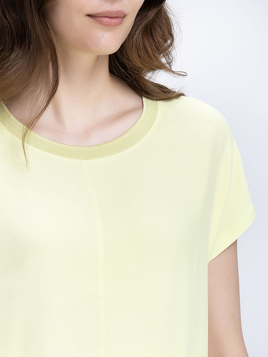 Damen Bluse Satin Kurzärmelig Limette