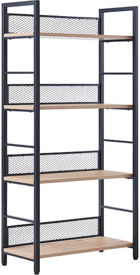 Βιβλιοθήκη Nest Φυσικό Μαύρο 60x28x60εκ.