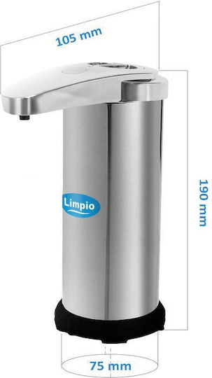 Limpio Dispenser από Ανοξείδωτο Ατσάλι με Αυτόματο Διανομέα Ασημί