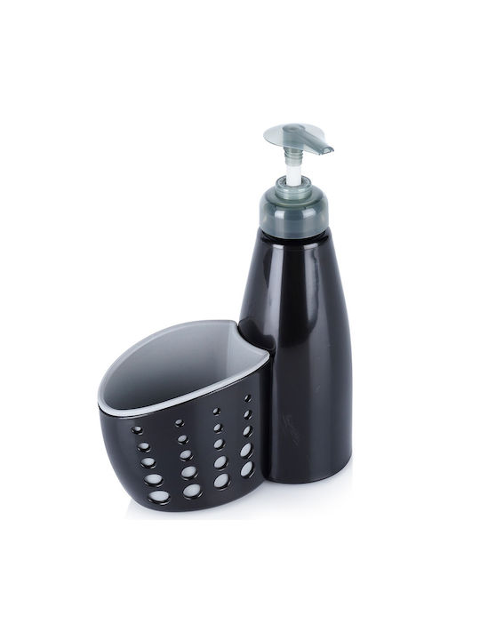 Orion Dispenser Κουζίνας Πλαστικό με Θήκη για Σφουγγάρι Μαύρο 370ml