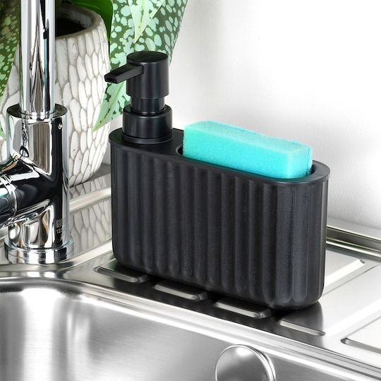 Orion Dozator de bucătărie din plastic cu suport pentru burete, negru, 400 ml