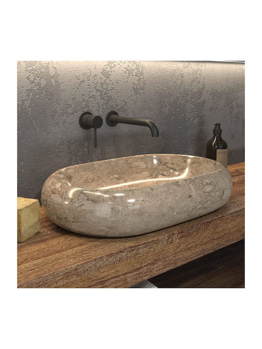 Karag Donat Deasupra Blatului Chiuvetă Piatră 60x40x12cm Cream