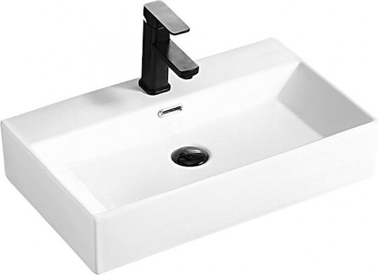 Rak Ceramics Compact Επιτοίχιος Νιπτήρας με Κολόνα Κεραμικός 38x50x82cm Λευκός