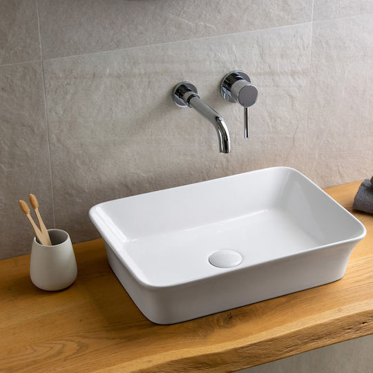 Karag Aufgesetztes Waschbecken Porzellan 49x35x11cm Weiß
