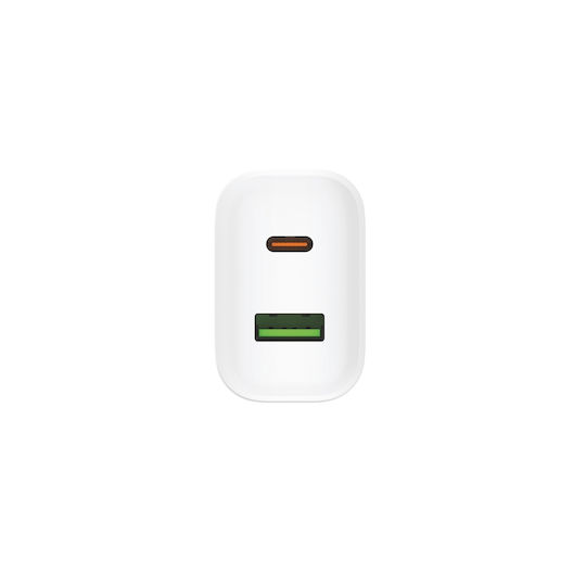 Element Φορτιστής Χωρίς Καλώδιο GaN με Θύρα USB-A και Θύρα USB-C 20W Power Delivery Λευκός (CH-100)